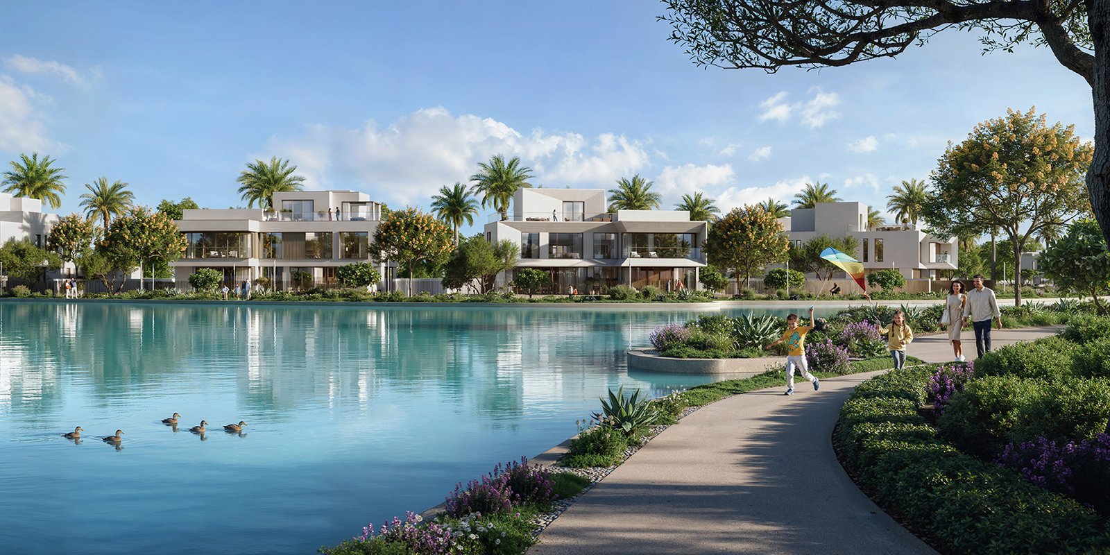 Lagoons and green spaces in The Oasis by Emaar